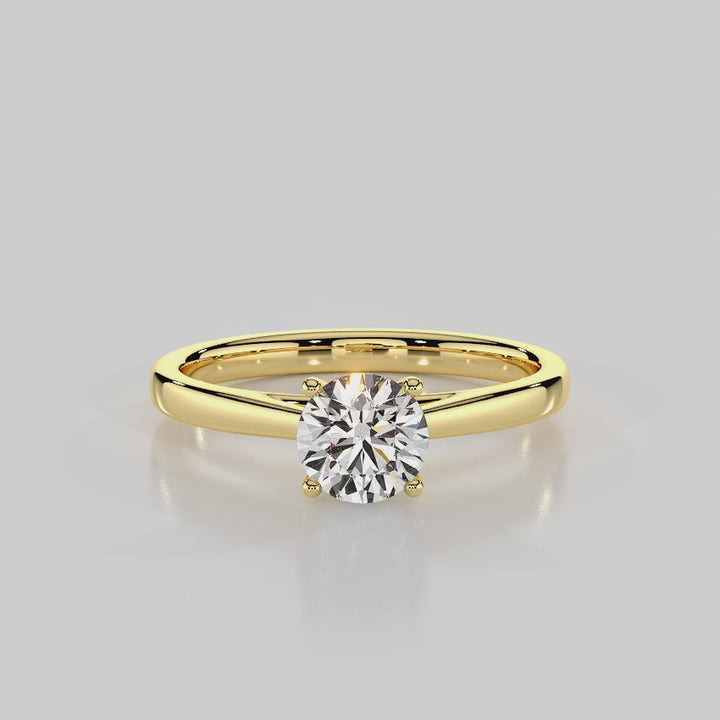 “Classic Royalty” Solitaire Engagement Ring Setting With Round Cut Diamond  — R1005 Yellow Gold