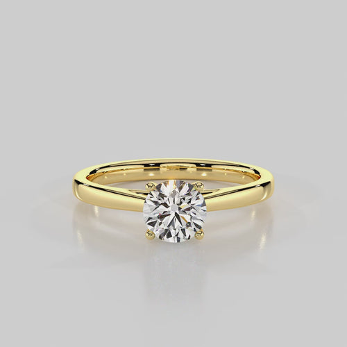 “Classic Royalty” Solitaire Engagement Ring Setting With Round Cut Diamond  — R1005 Yellow Gold