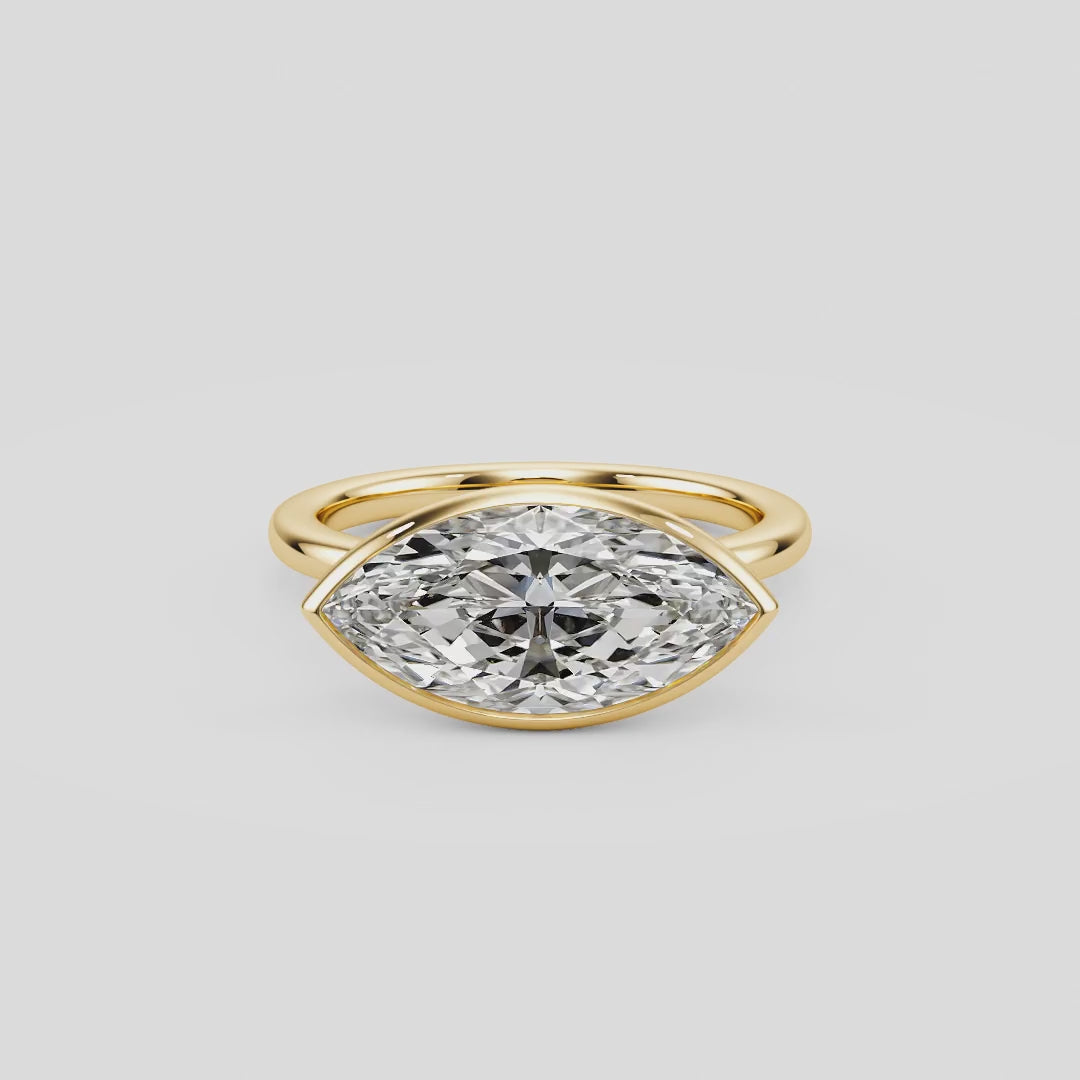 Royal Marquise East West Bezel Engagement Ring - R1015