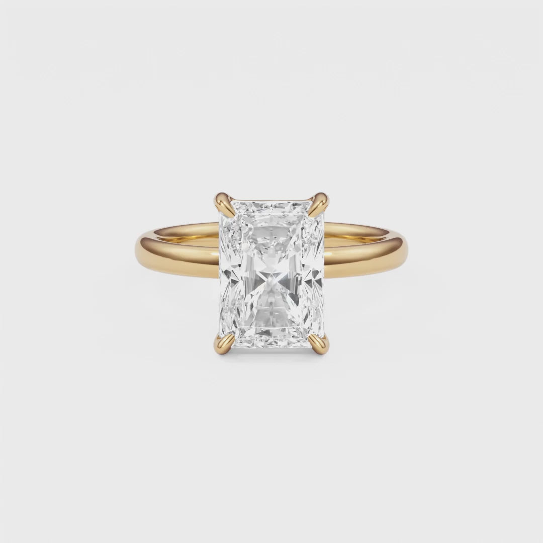Radiant Cut Solitaire Gold Ring- R1036
