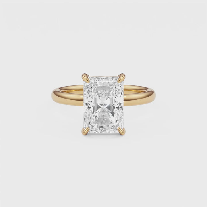 Radiant Cut Solitaire Gold Ring- R1036