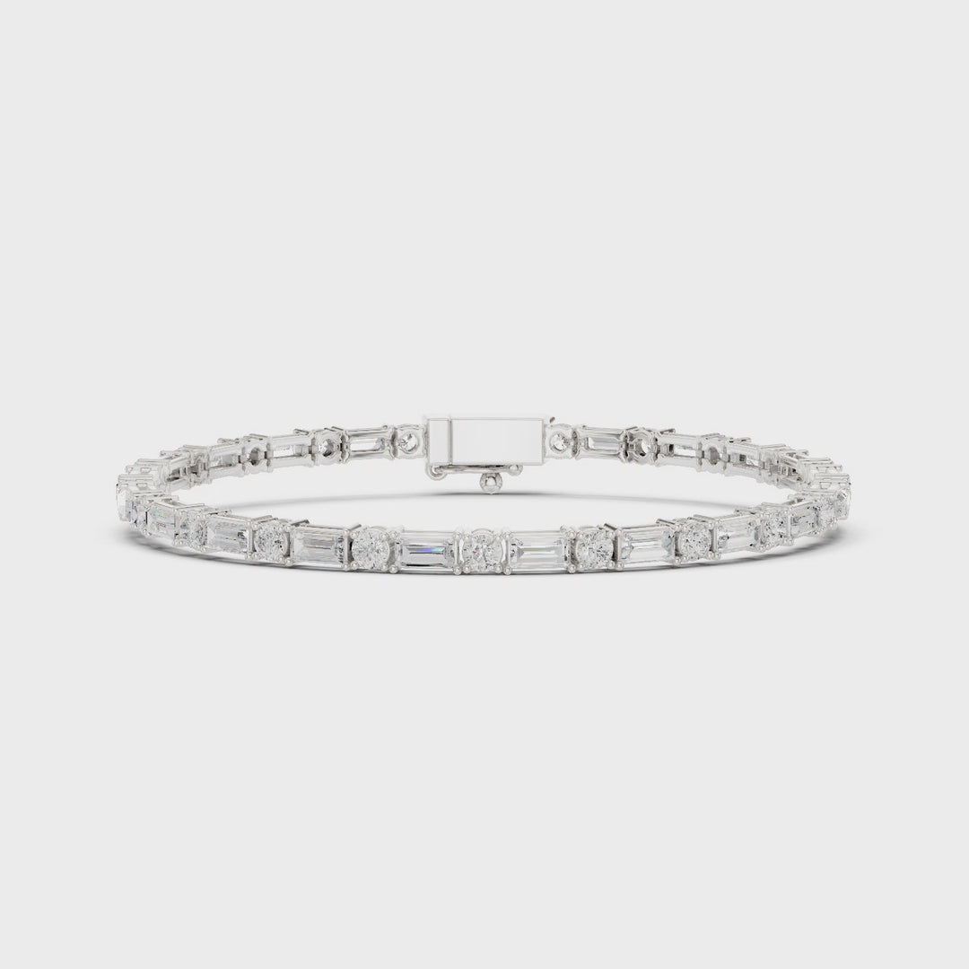 Baguette & Round 3.9 ctw Lab Diamond Tennis Bracelet - BC128
