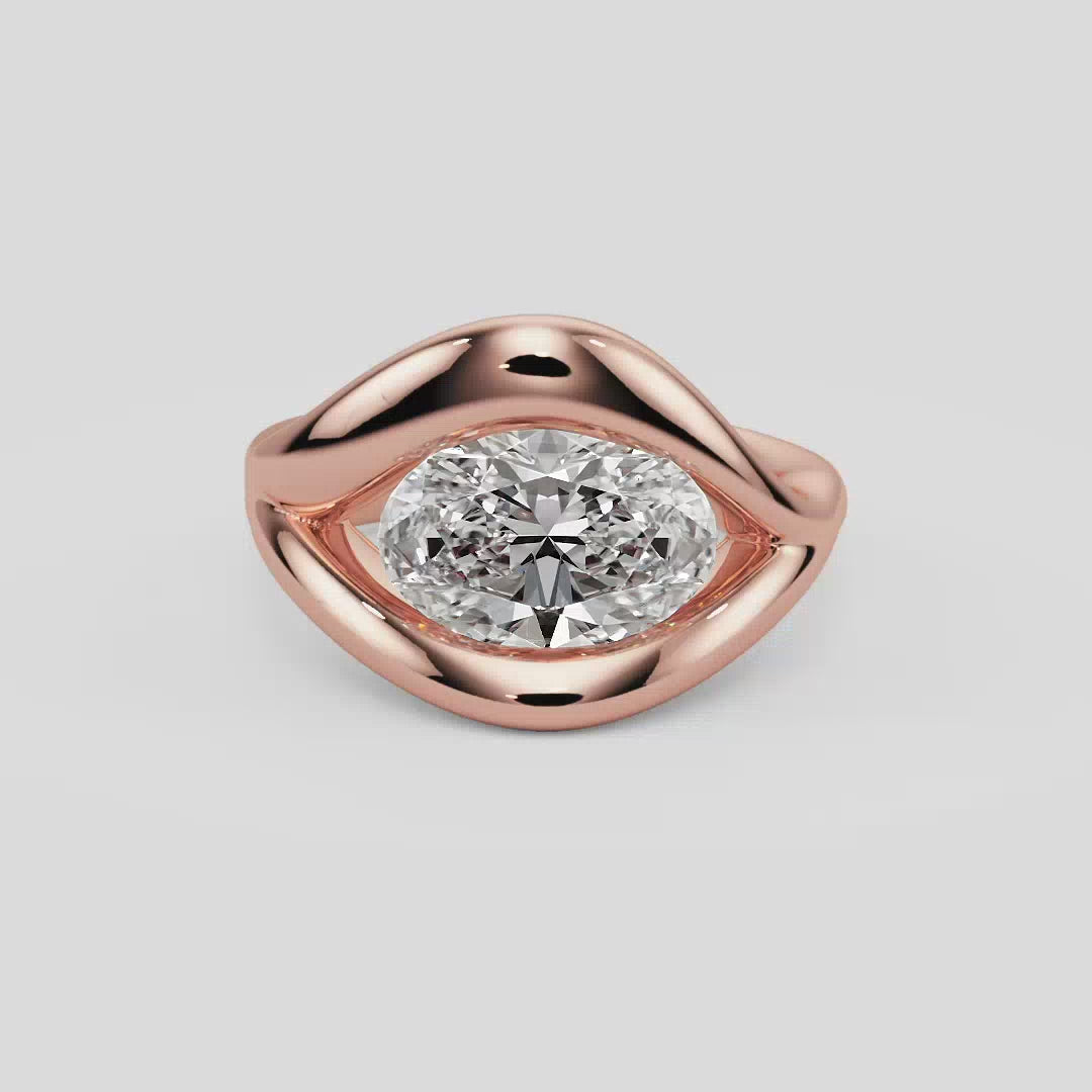 Half Bezel Oval Ring - R1018