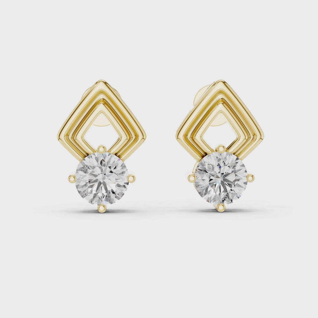 Geometric 2.5 ctw Diamond Stud Earrings - E1125