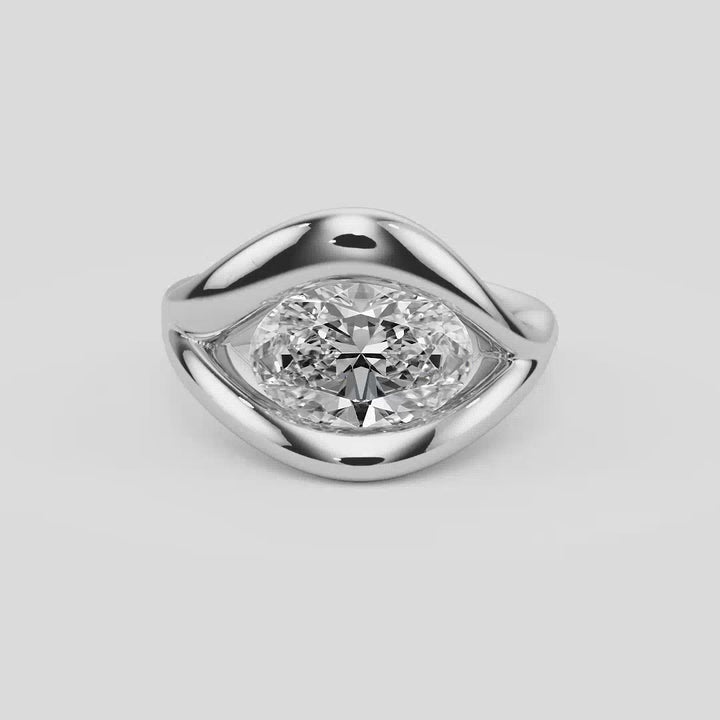 Half Bezel Oval Ring - R1018