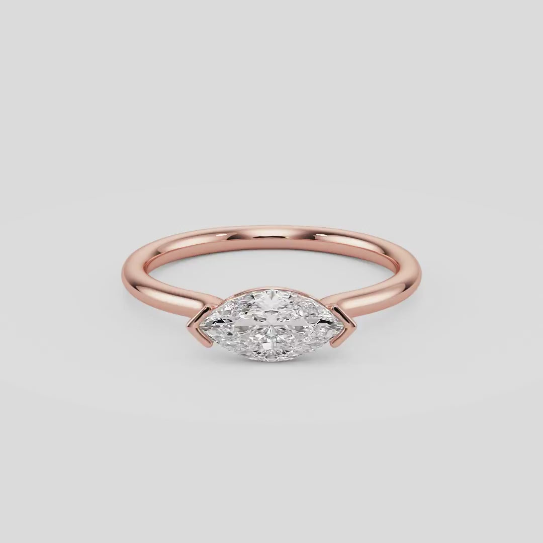 Marquise Mirage East-West Half Bezel Engagement Ring - R1013