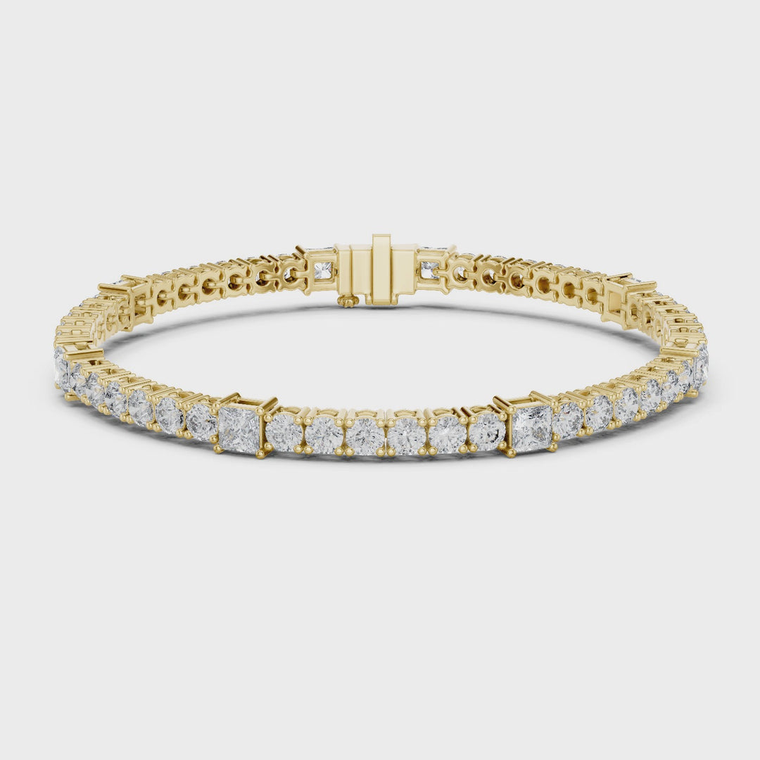 Round & Princess 6.6 ctw Lab Diamond Tennis Bracelet - BC118