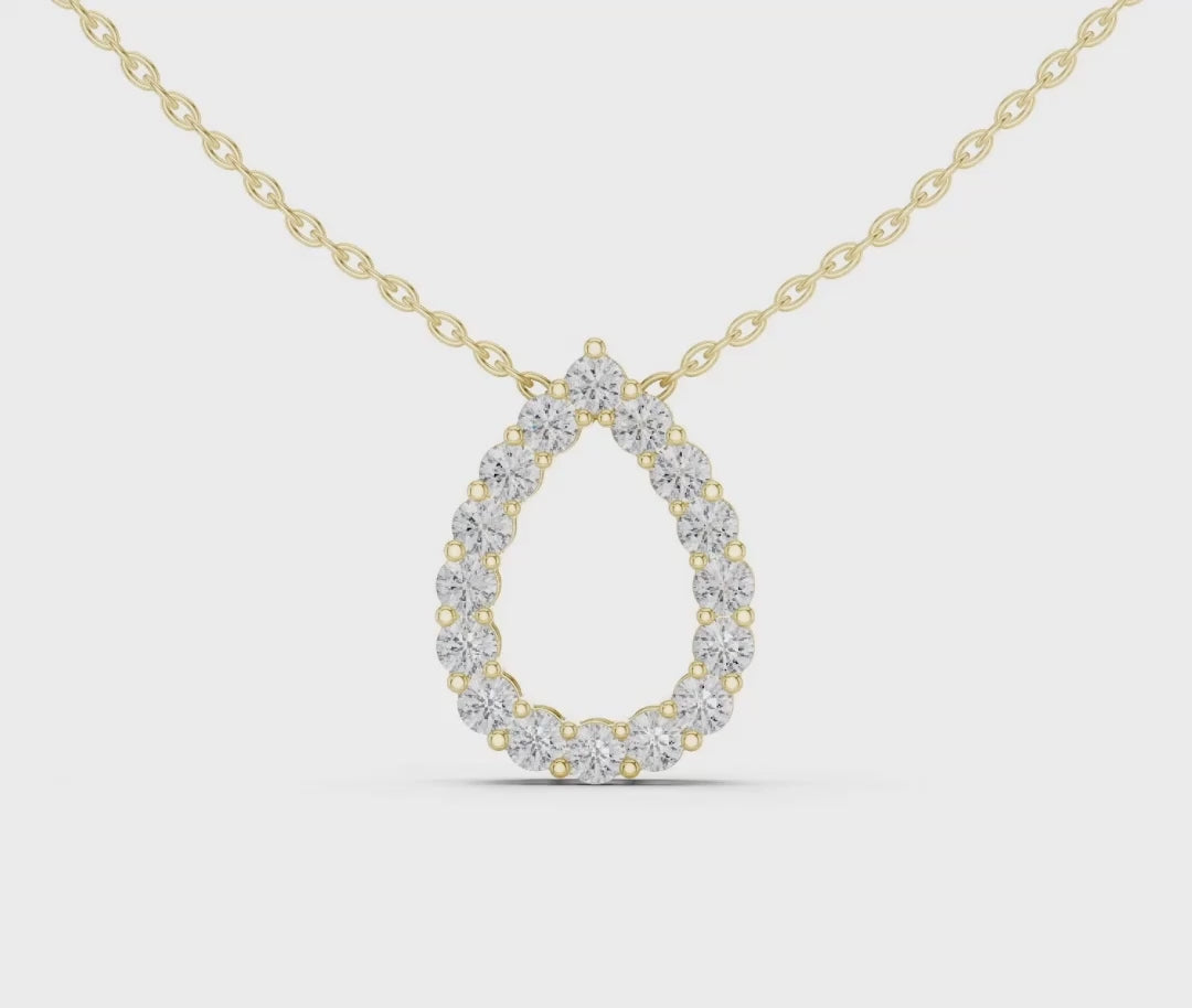 Classic Open Pear 1.0 ctw Diamond Necklace - P1122