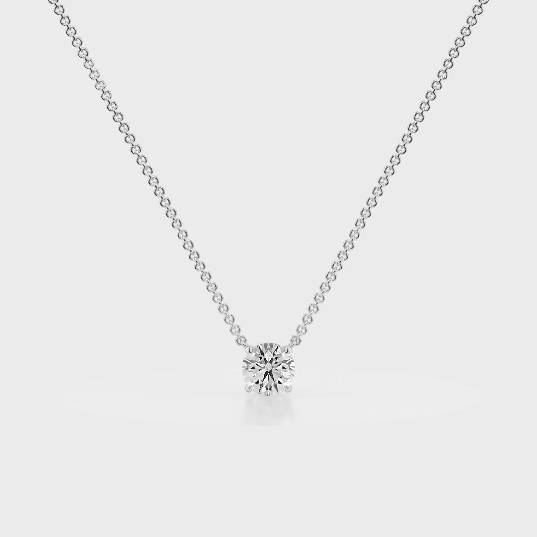 Classic Drop Solitaire Diamond Pendant White 18K Gold
