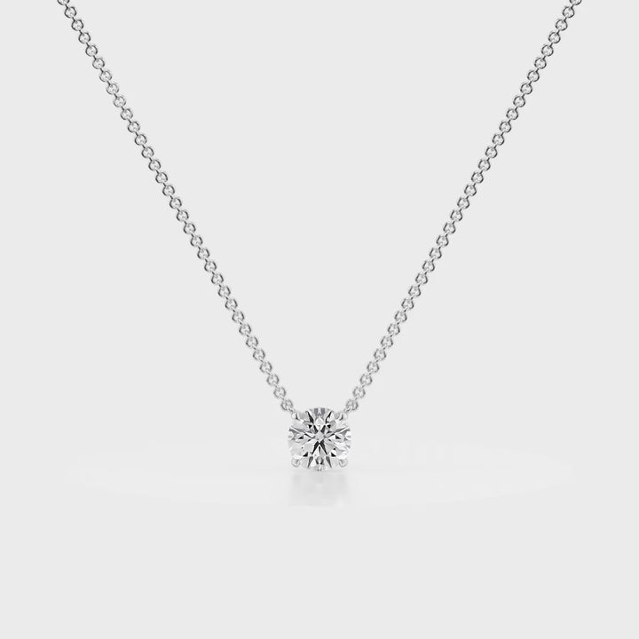 Classic Drop Solitaire Diamond Pendant White 18K Gold