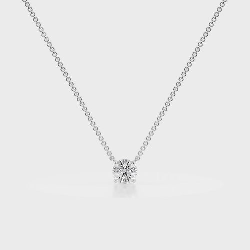 Classic Drop Solitaire Diamond Pendant White 18K Gold