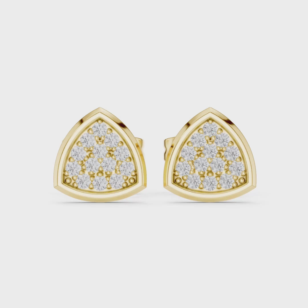Round Diamond Triangle-Shaped Stud Earrings - E1159