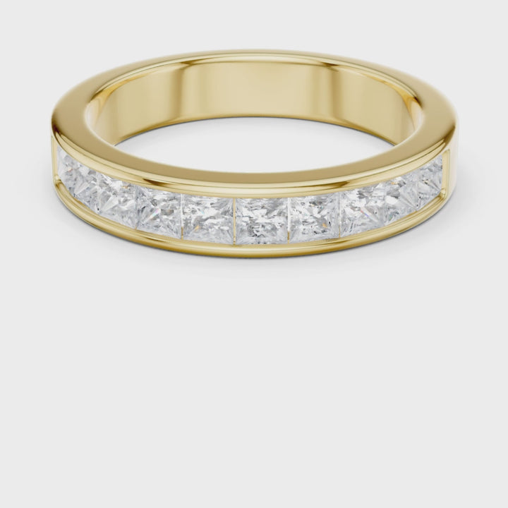 Princess Cut 1 ctw Diamond Half Channel Set Band - B1156