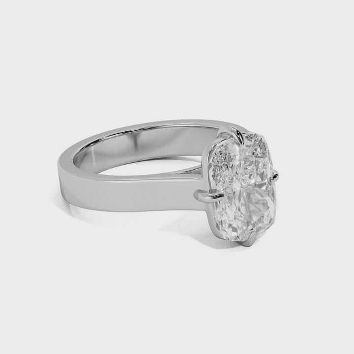 Serene Cathedral Compass Prongs Elongated Cushion Diamond Engagement Ring