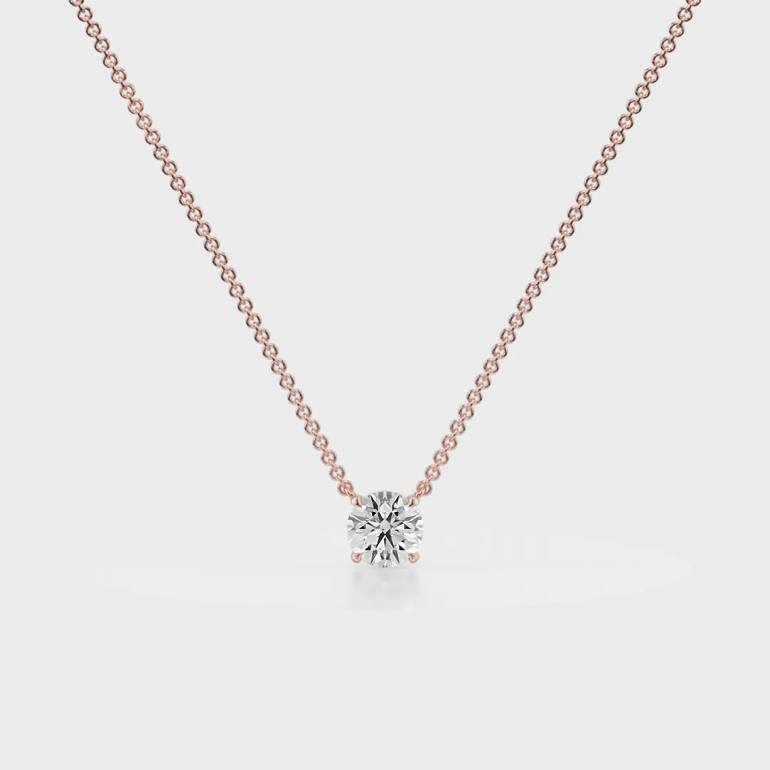 Classic Drop Solitaire Diamond Pendant Rose 18K Gold