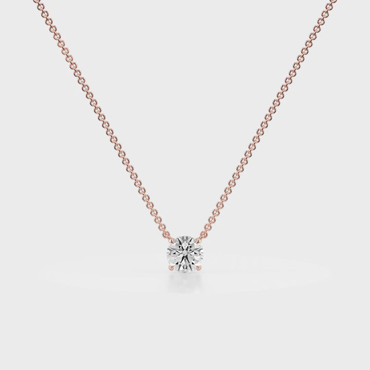 Classic Drop Solitaire Diamond Pendant Rose 18K Gold