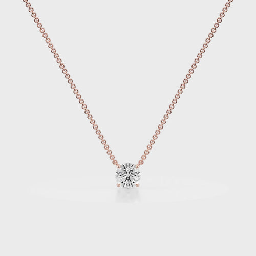 Classic Drop Solitaire Diamond Pendant Rose 18K Gold