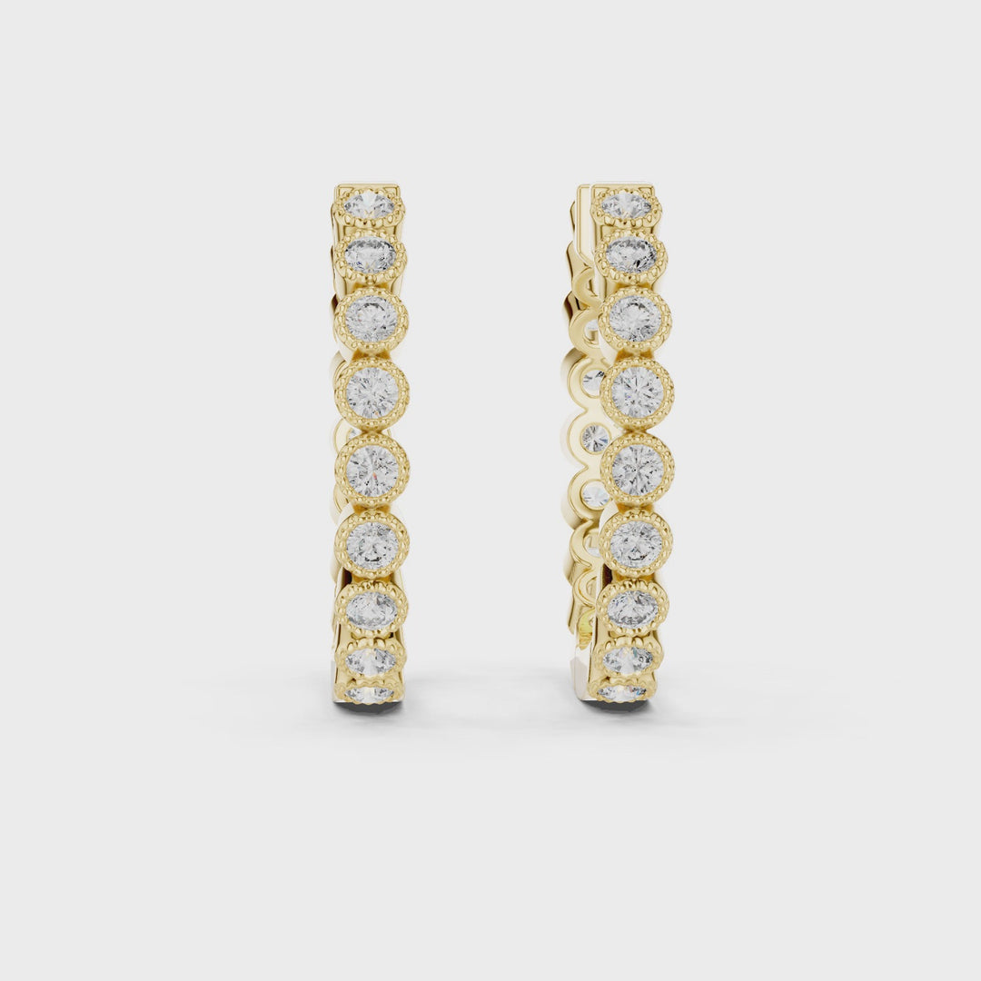 Bezel Diamond Hoop Earrings - E1123
