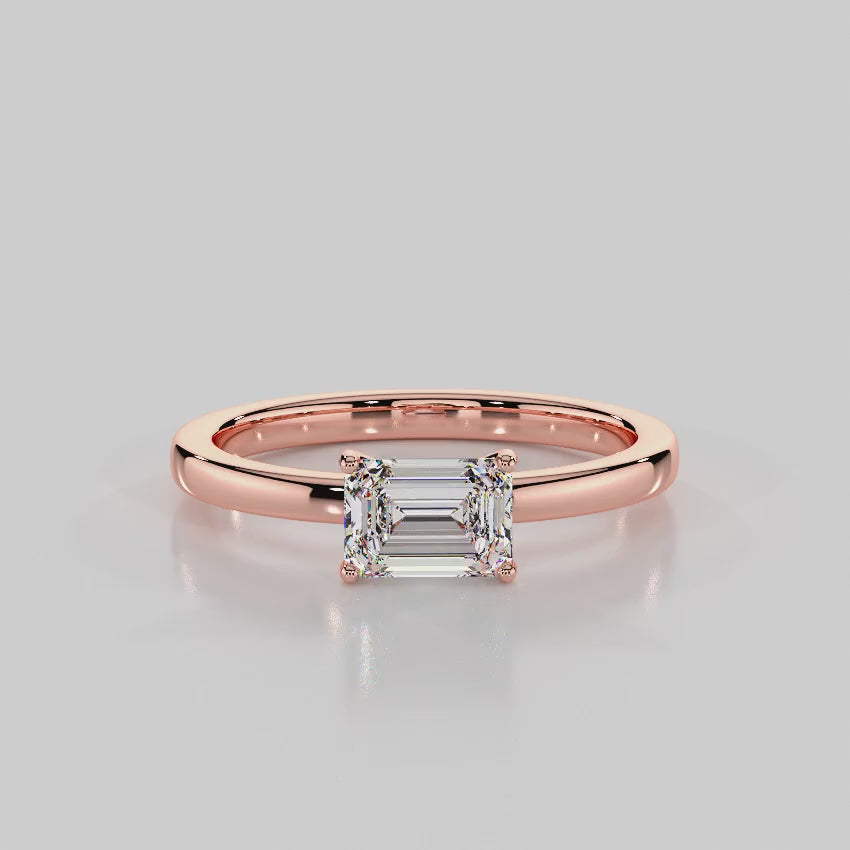 Classic Romance Solitaire East-West Engagement Ring - R1009