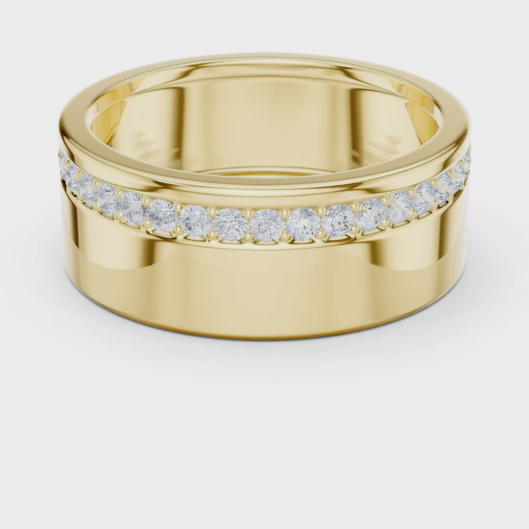Single Row Round Diamond Men's Band - B1135