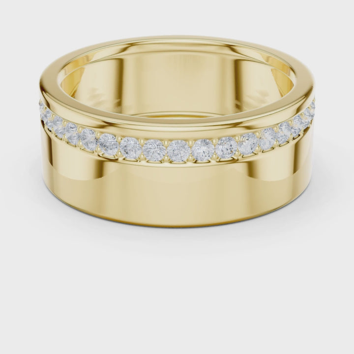 Single Row Round Diamond Men's Band - B1135