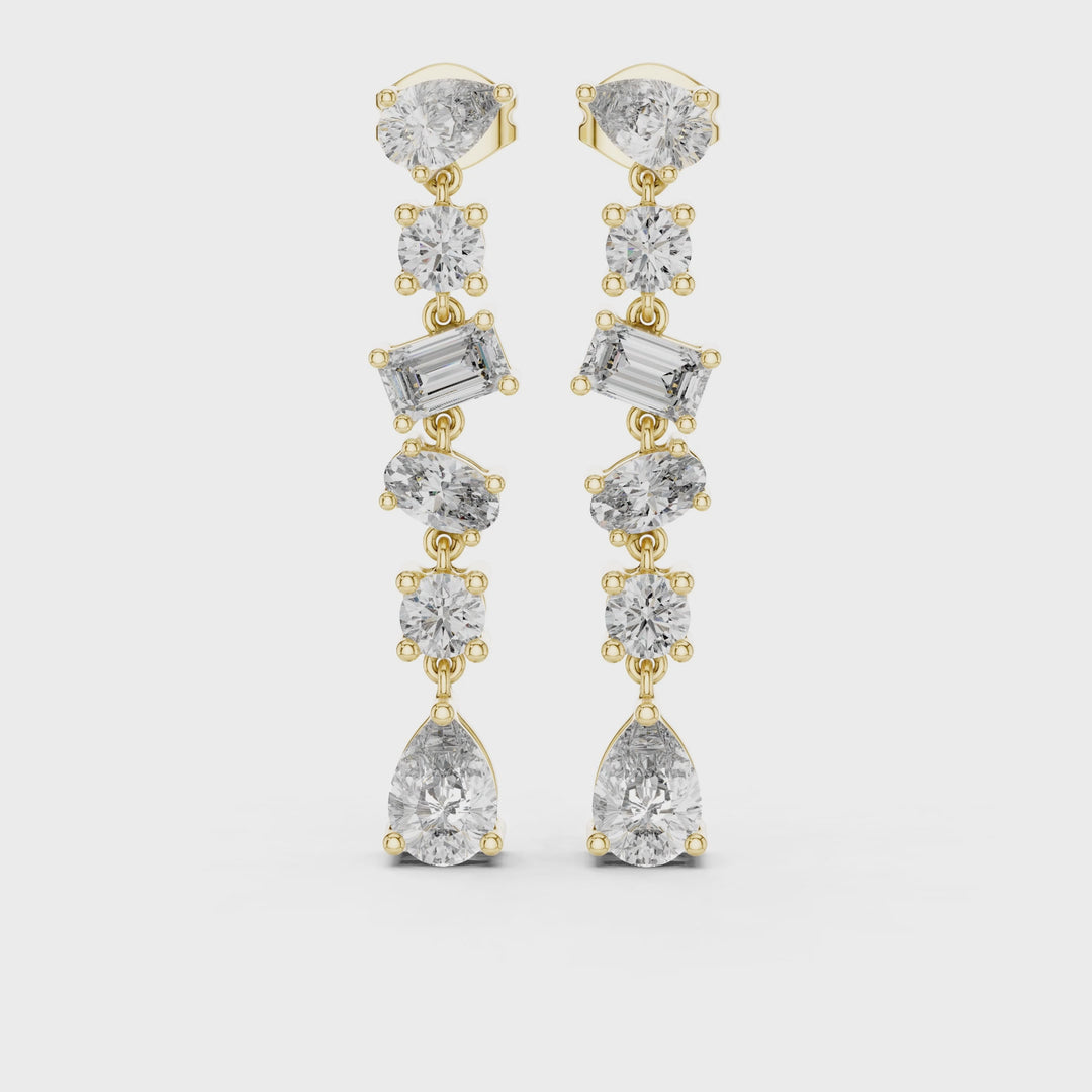 Mixed Cut Diamond Drop Earrings - E1135