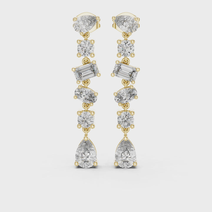 Mixed Cut Diamond Drop Earrings - E1135