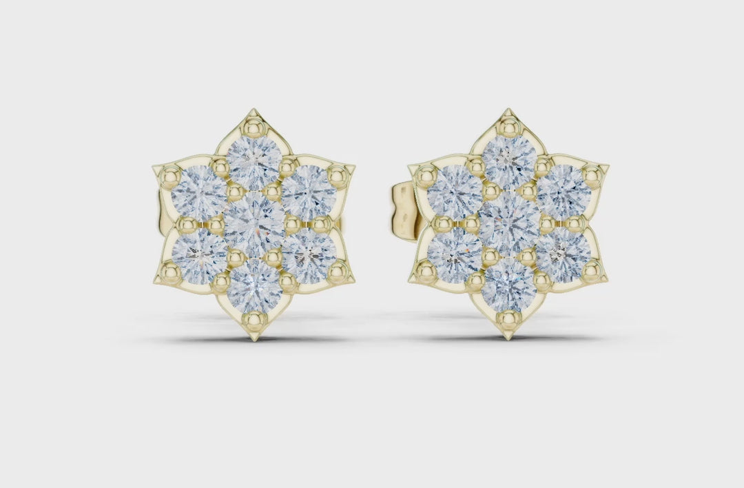 Diamond Flower Stud Earrings - E1129