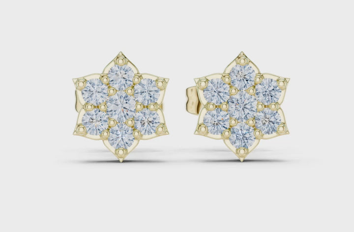 Diamond Flower Stud Earrings - E1129