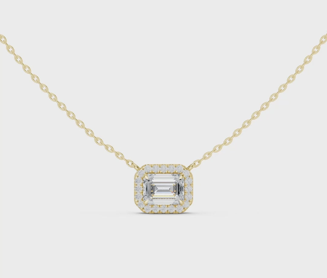 Emerald Halo Lab Grown 2.23 ctw Diamond Necklace - P1127