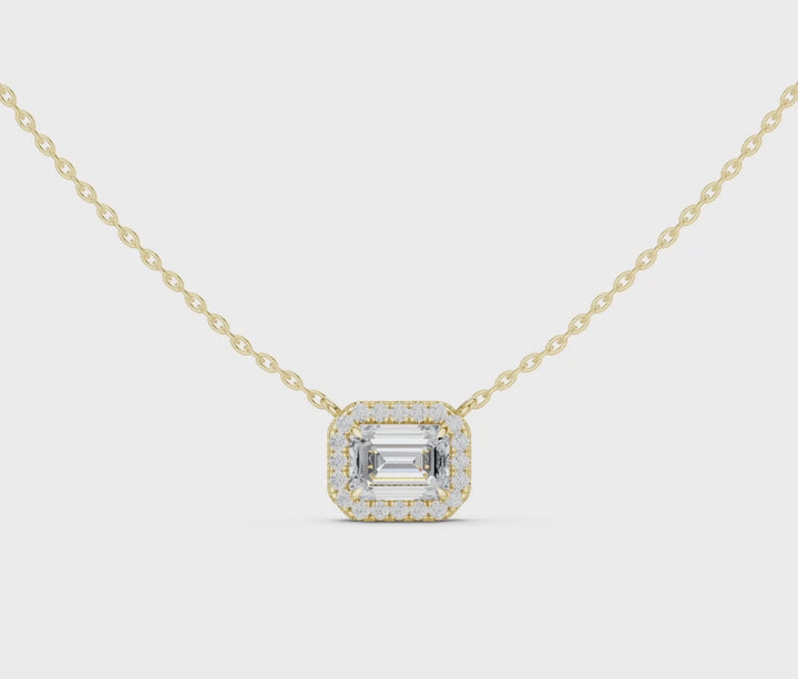 Emerald Halo Lab Grown 2.23 ctw Diamond Necklace - P1127
