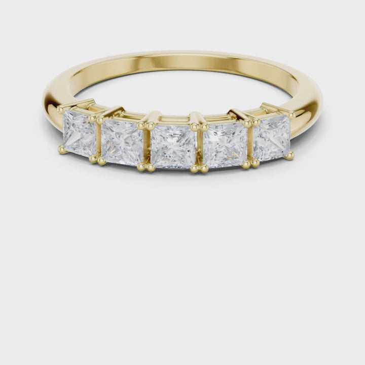 Five Stone Princess Cut 0.65 ctw Diamond Band - B1149