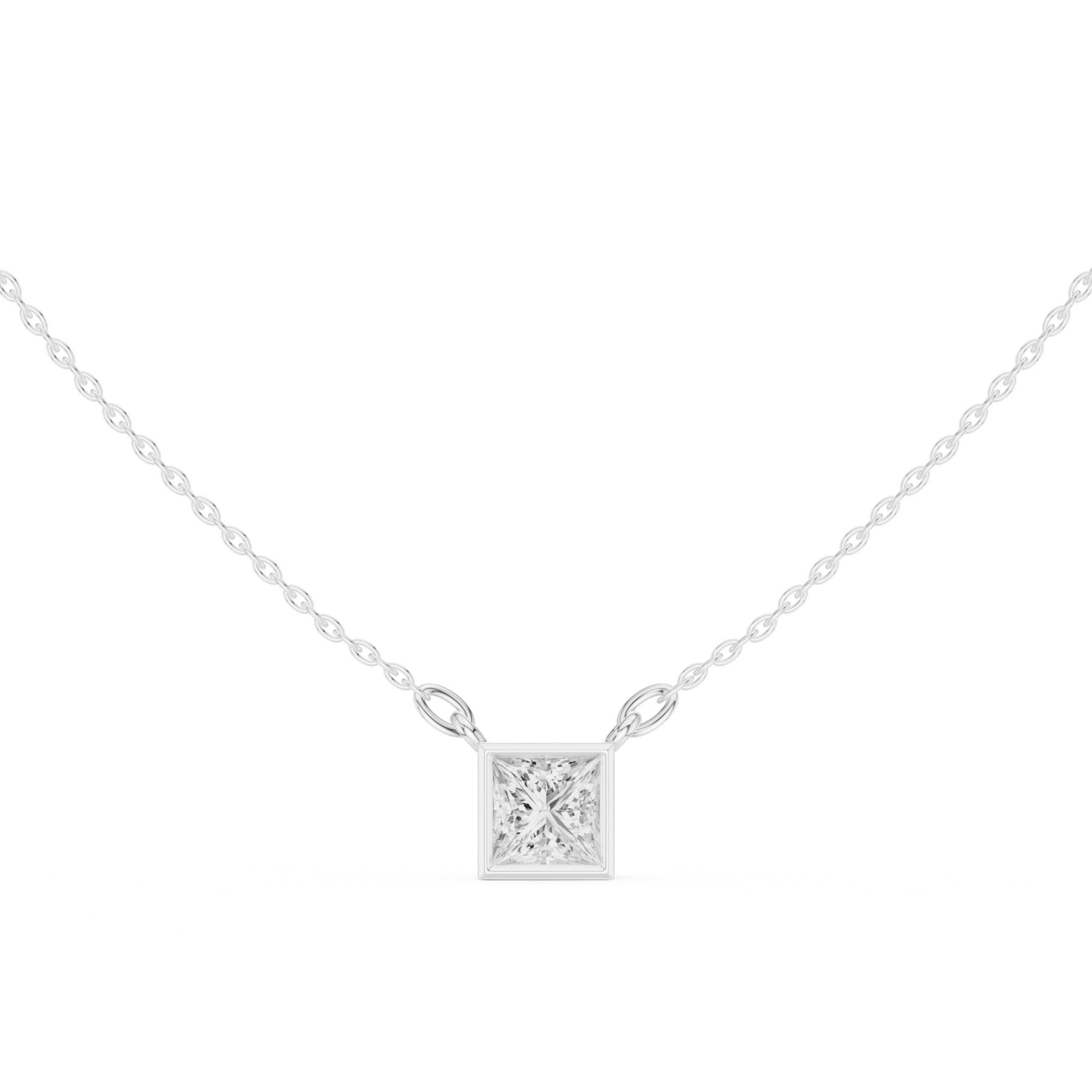 Princess Bezel 1.5 ctw Diamond Necklace - P1130 in Necklace by 18 KARATS INC.