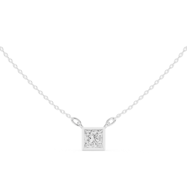 Princess Bezel 1.5 ctw Diamond Necklace - P1130 in Necklace by 18 KARATS INC.
