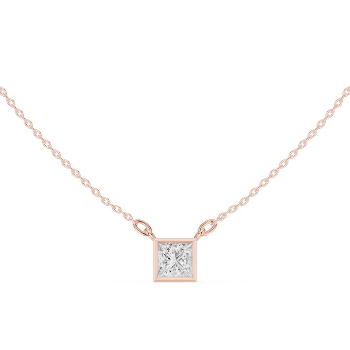 Princess Bezel 1.5 ctw Diamond Necklace - P1130 in Necklace by 18 KARATS INC.