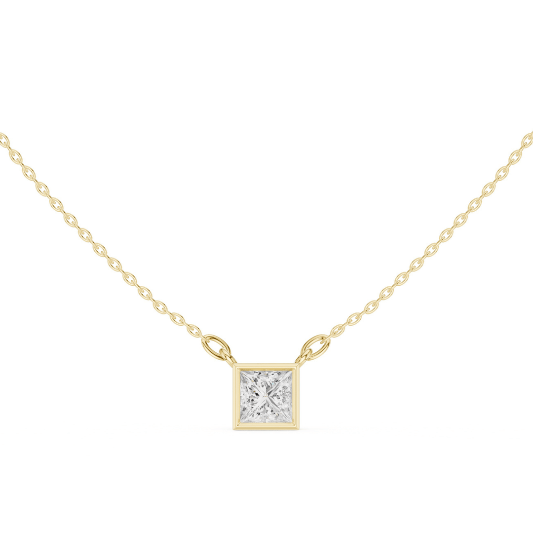 Princess Bezel 1.5 ctw Diamond Necklace - P1130 in Necklace by 18 KARATS INC.