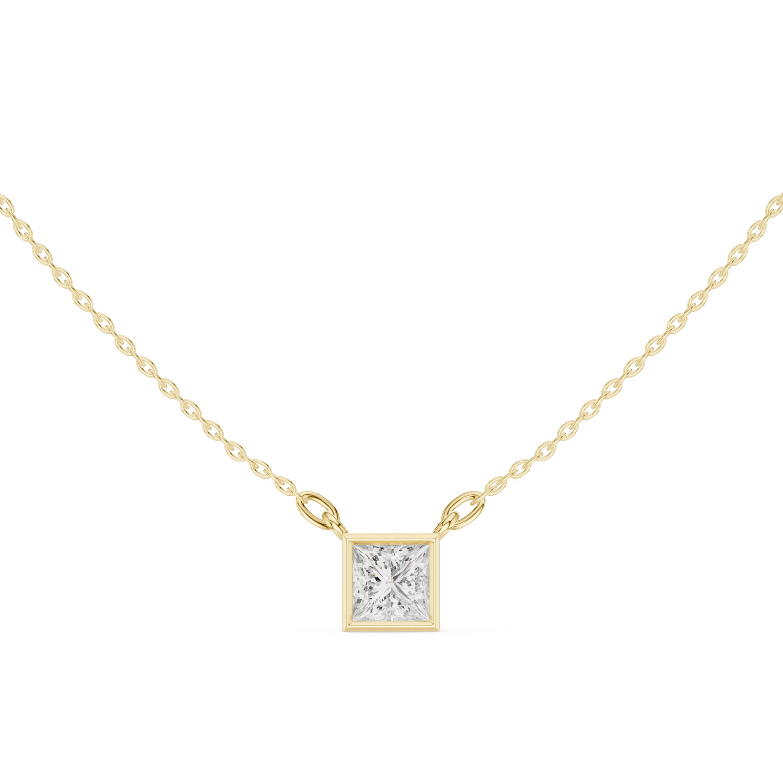 Princess Bezel 1.5 ctw Diamond Necklace - P1130 in Necklace by 18 KARATS INC.