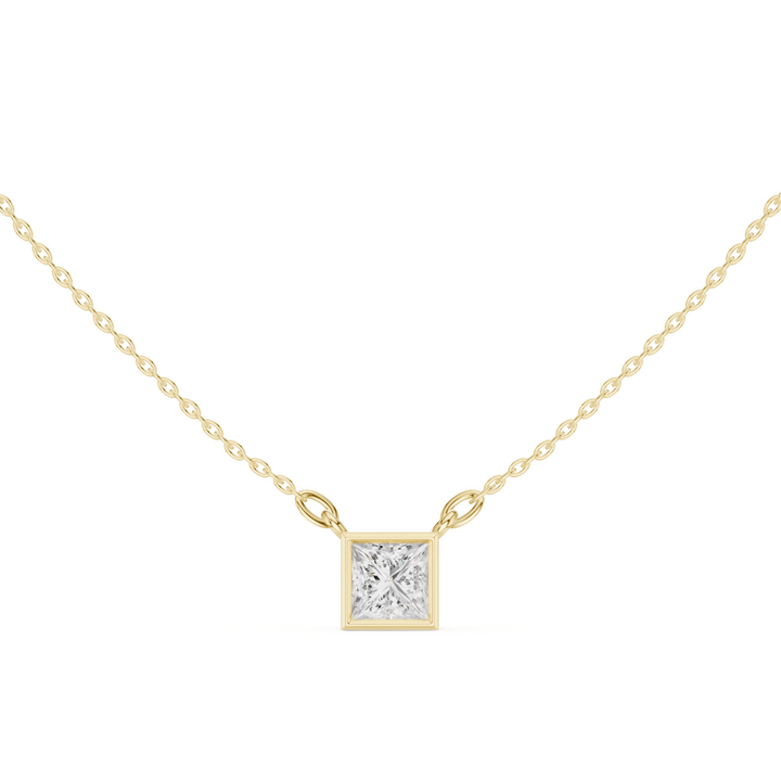 Princess Bezel 1.5 ctw Diamond Necklace - P1130 in Necklace by 18 KARATS INC.