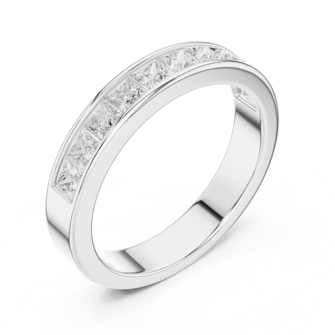 Princess Cut 1 ctw Diamond Half Channel Set Band - B1156 in Wedding Bands by 18 KARATS INC.