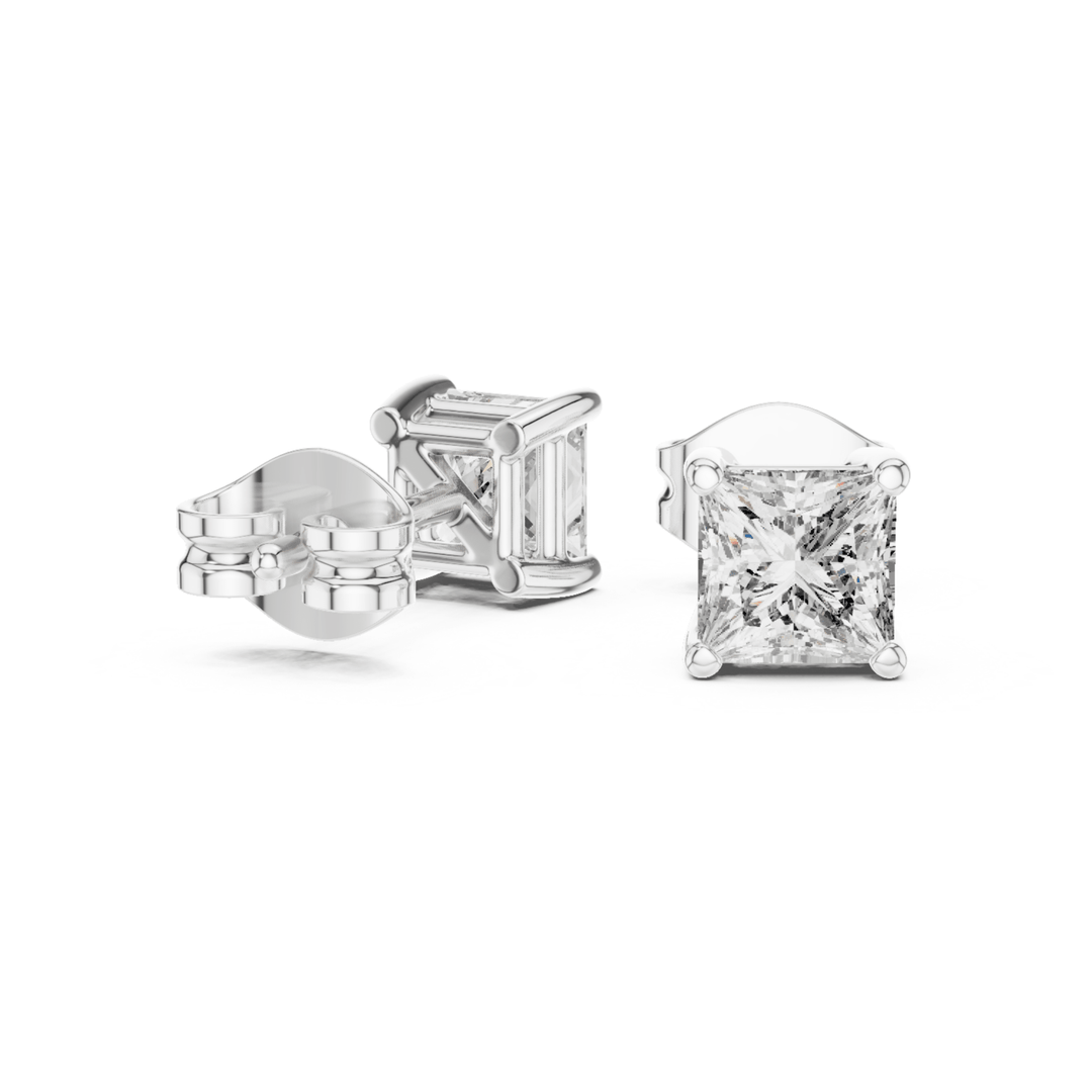 Princess Cut 1.00 ctw Diamond Stud Earrings - E1139 in Earrings by 18 KARATS INC.