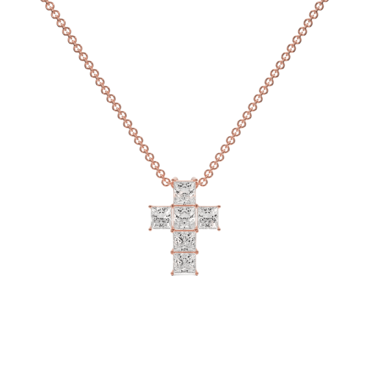Princess - Cut Diamond Cross Necklace - P1107 in Necklace by 18 KARATS INC.