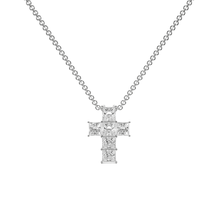 Princess - Cut Diamond Cross Necklace - P1107 in Necklace by 18 KARATS INC.