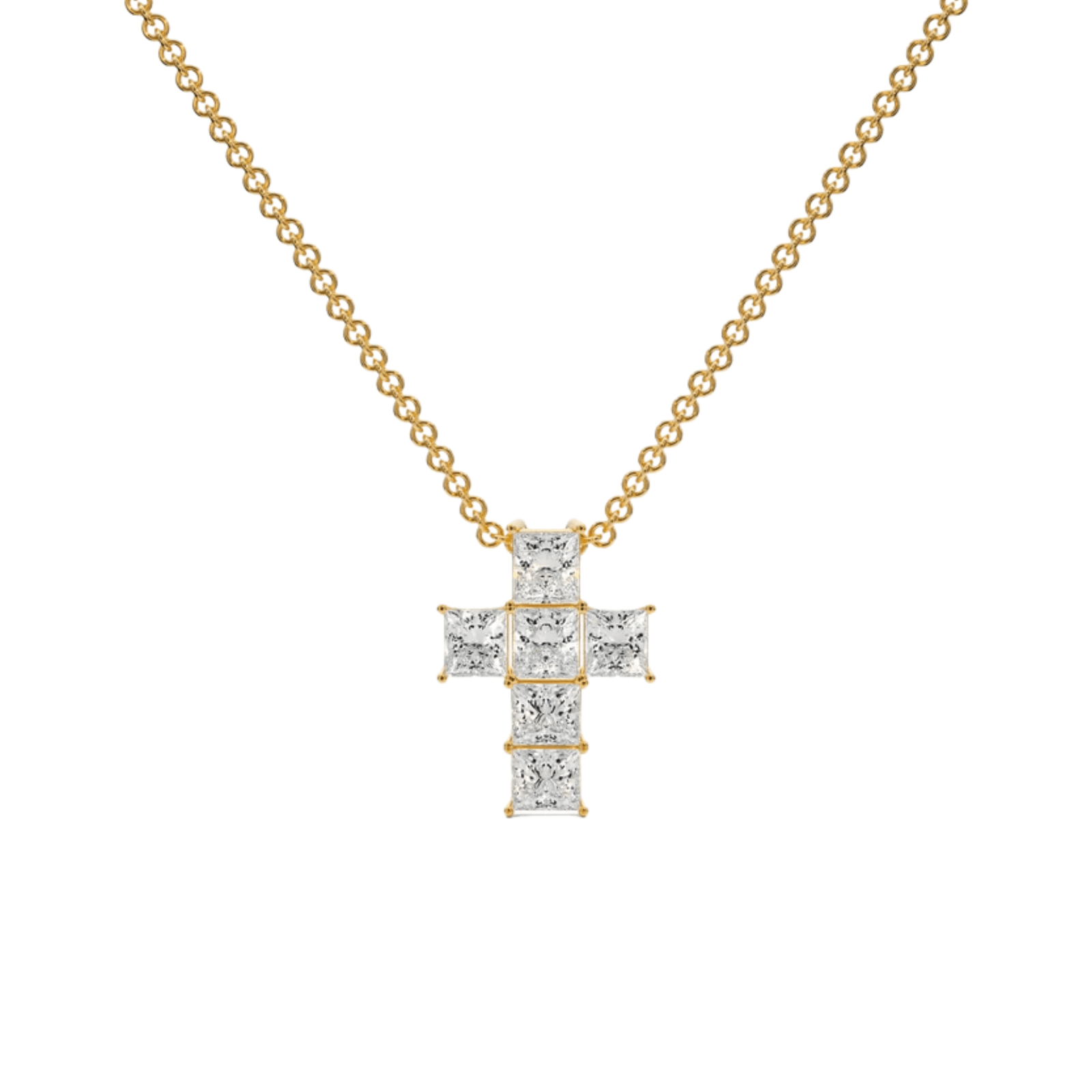 Princess - Cut Diamond Cross Necklace - P1107 in Necklace by 18 KARATS INC.
