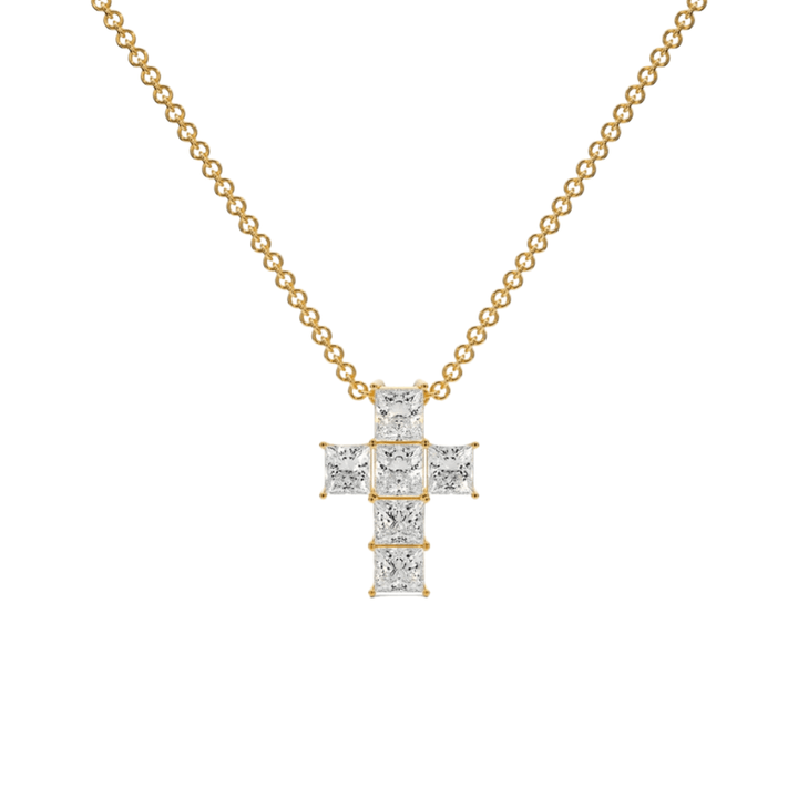 Princess - Cut Diamond Cross Necklace - P1107 in Necklace by 18 KARATS INC.