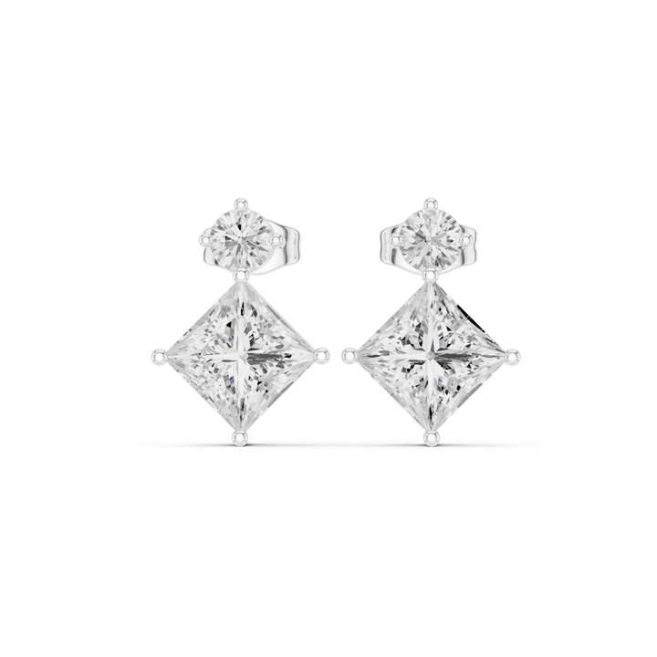 Princess Cut & Round 1.68 ctw Diamond Drop Earrings - E1146 in Earrings by 18 KARATS INC.