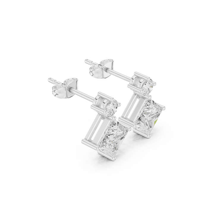 Princess Cut & Round 1.68 ctw Diamond Drop Earrings - E1146 in Earrings by 18 KARATS INC.