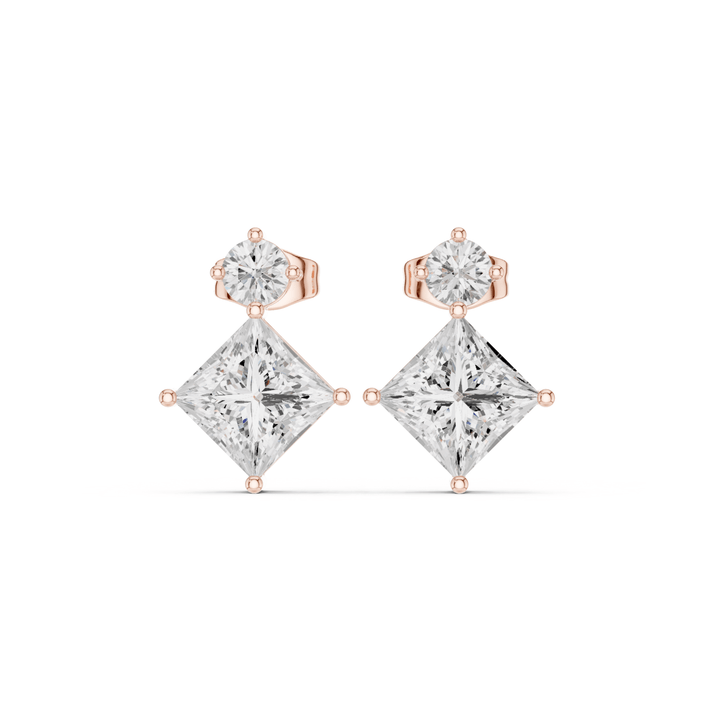 Princess Cut & Round 1.68 ctw Diamond Drop Earrings - E1146 in Earrings by 18 KARATS INC.