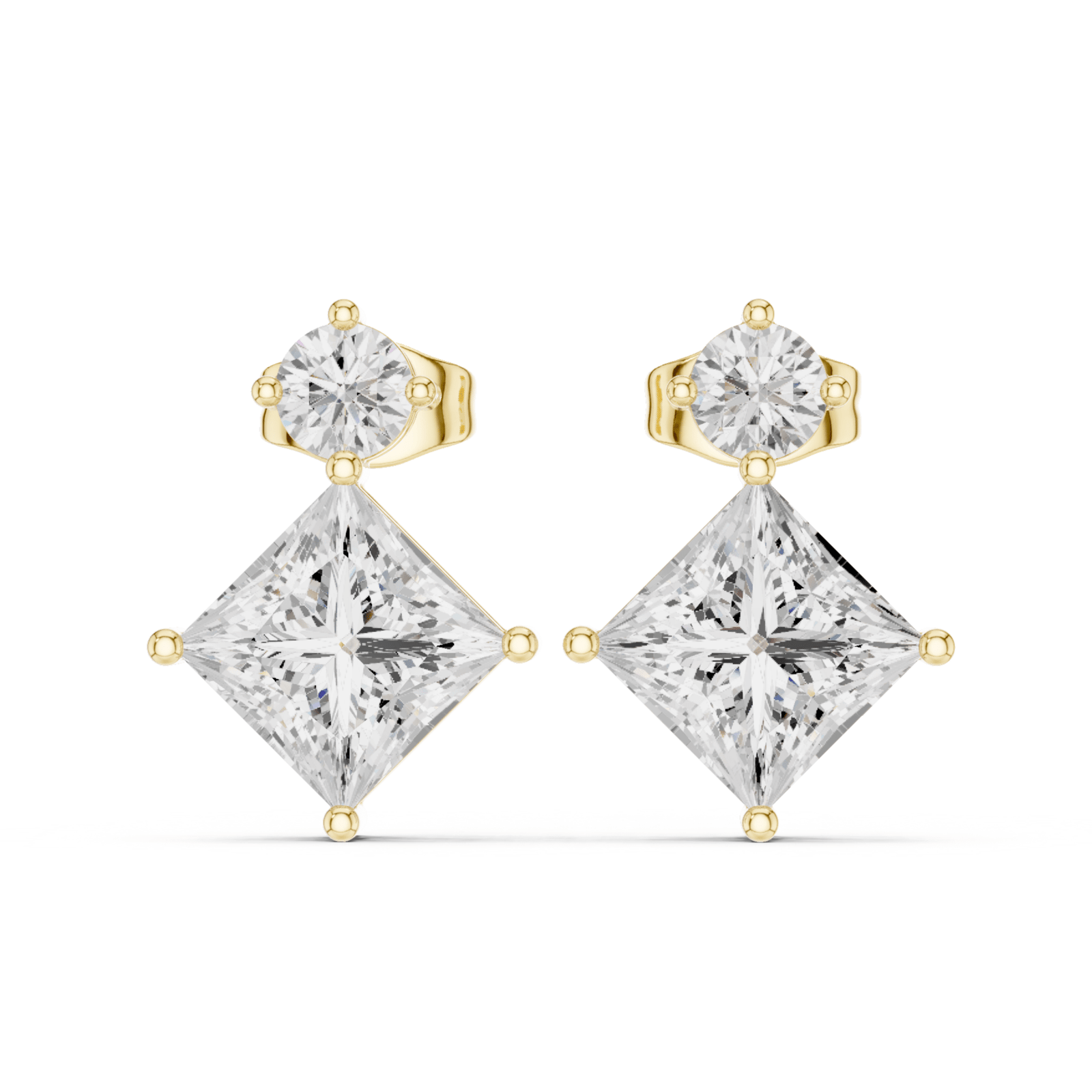 Princess Cut & Round 1.68 ctw Diamond Drop Earrings - E1146 in Earrings by 18 KARATS INC.