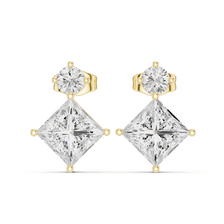 Princess Cut & Round 1.68 ctw Diamond Drop Earrings - E1146 in Earrings by 18 KARATS INC.