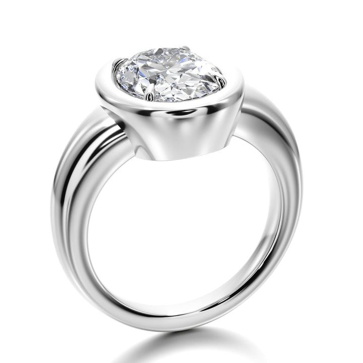 Prong Set Ring Whit Oval Diamond - R1022 in Ring by 18 KARATS